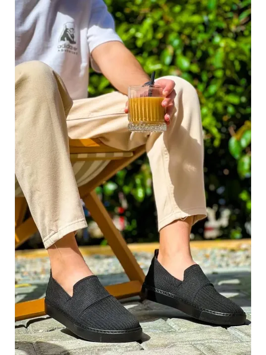 Kb-114 Kuback Siyah Triko Siyah Yüksek Taban Bağcıksız Günlük Erkek Ayakkabı Kb-114 Kuback Siyah Triko Siyah Yüksek Taban Bağcıksız Günlük Erkek Ayakkabı