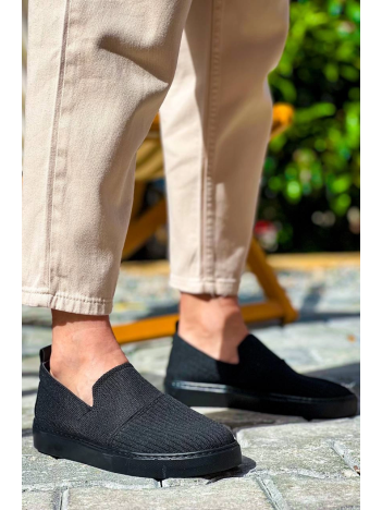 KB-114  Kuback Siyah Triko Siyah  Yüksek Taban Bağcıksız Günlük Erkek Ayakkabı KB-114  Kuback Siyah Triko Siyah  Yüksek Taban Bağcıksız Günlük Erkek Ayakkabı