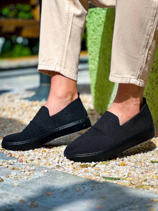 KB-114  Kuback Siyah Triko Siyah  Yüksek Taban Bağcıksız Günlük Erkek Ayakkabı KB-114  Kuback Siyah Triko Siyah  Yüksek Taban Bağcıksız Günlük Erkek Ayakkabı