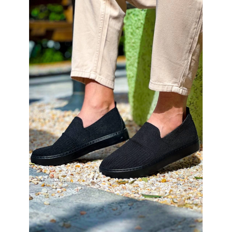 KB-114 Kuback Siyah Triko Siyah Yüksek Taban Bağcıksız Günlük Erkek Ayakkabı KB-114 Kuback Siyah Triko Siyah Yüksek Taban Bağcıksız Günlük Erkek Ayakkabı