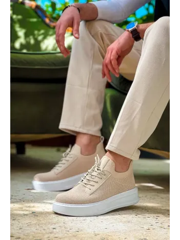 Kb-116 Kuback Bej Bağcıklı Triko Günlük Erkek Ayakkabı