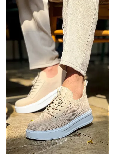 Kb-116 Kuback Bej Bağcıklı Triko Günlük Erkek Ayakkabı