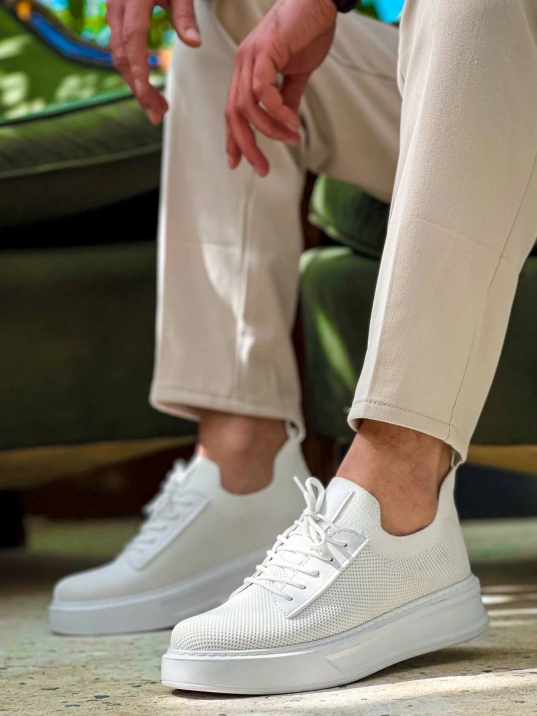 KB-116 Kuback Beyaz Bağcıklı Triko Günlük Erkek Ayakkabı