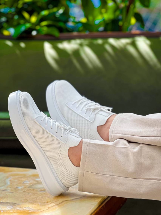 KB-116 Kuback Beyaz Bağcıklı Triko Günlük Erkek Ayakkabı