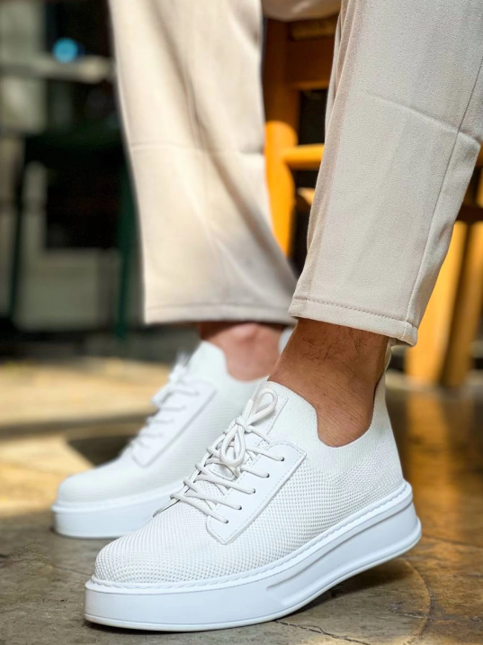 KB-116 Kuback Beyaz Bağcıklı Triko Günlük Erkek Ayakkabı