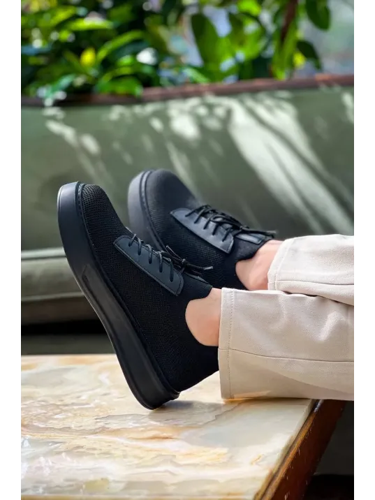 Kb-116 Kuback Siyah Siyah Taban Bağcıklı Triko Günlük Erkek Ayakkabı