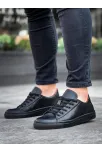 Kb-122  Kuback Siyah Cilt Siyah Yüksek Taban Bağcıklı Günlük Erkek Ayakkabı