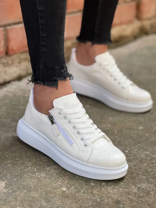 Kb-309  Kuback Beyaz Fermuar Ve Bağcıklı  Günlük Erkek  Ayakkabı