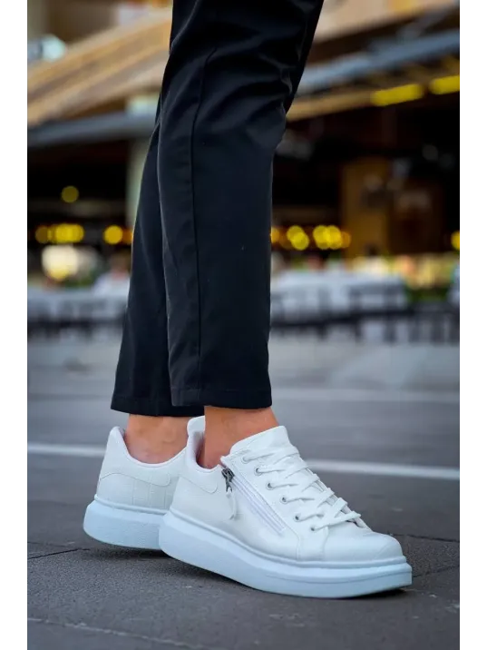 Kb-309  Kuback Beyaz Fermuar Ve Bağcıklı  Günlük Erkek  Ayakkabı