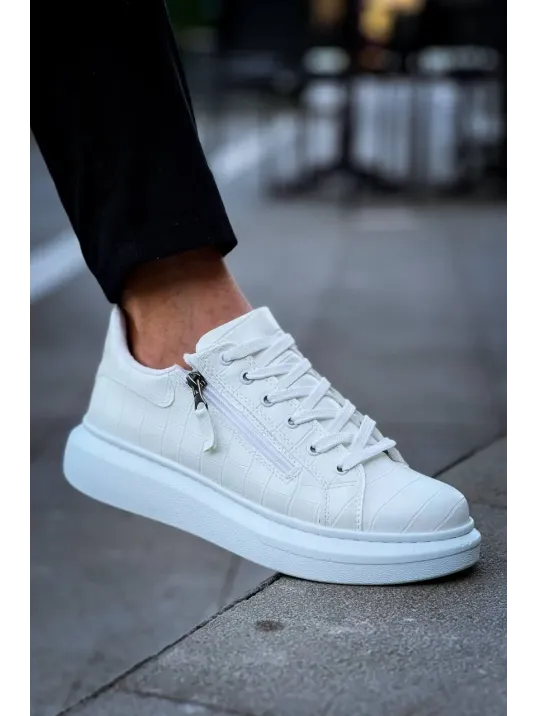 Kb-309  Kuback Beyaz Fermuar Ve Bağcıklı  Günlük Erkek  Ayakkabı