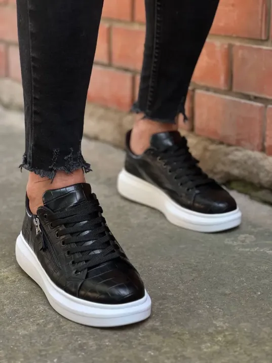 Kb-309  Kuback  Siyah Fermuar Ve Bağcıklı  Günlük Erkek  Ayakkabı