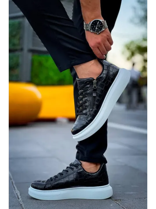 Kb-309  Kuback  Siyah Fermuar Ve Bağcıklı  Günlük Erkek  Ayakkabı