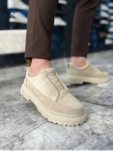 Kb-703 Kuback Bej Süet Lastikli Günlük Erkek Ayakkabı