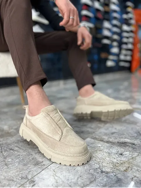 Kb-703 Kuback Bej Süet Lastikli Günlük Erkek Ayakkabı