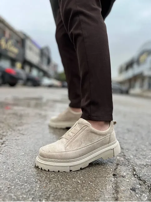 Kb-703 Kuback Bej Süet Lastikli Günlük Erkek Ayakkabı