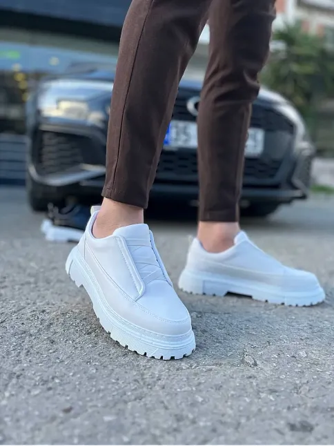 Kb-703 Kuback Beyaz Cilt Lastikli Günlük Erkek Ayakkabı