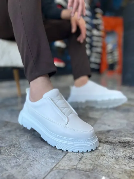 Kb-703 Kuback Beyaz Cilt Lastikli Günlük Erkek Ayakkabı