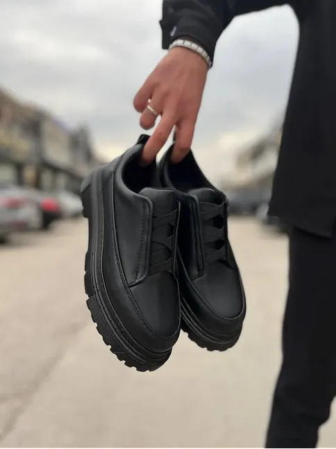 Kb-703 Kuback Kömür Cilt Lastikli Günlük Erkek Ayakkabı