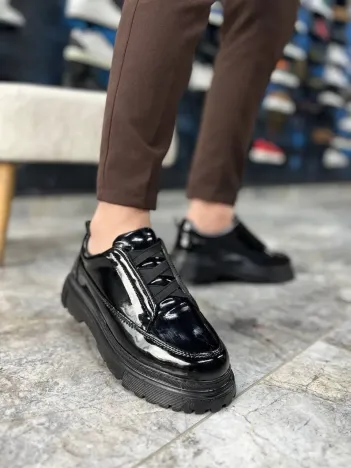 Kb-703 Kuback Kömür Rugan Lastikli Günlük Erkek Ayakkabı