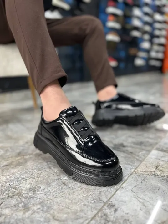 Kb-703 Kuback Kömür Rugan Lastikli Günlük Erkek Ayakkabı