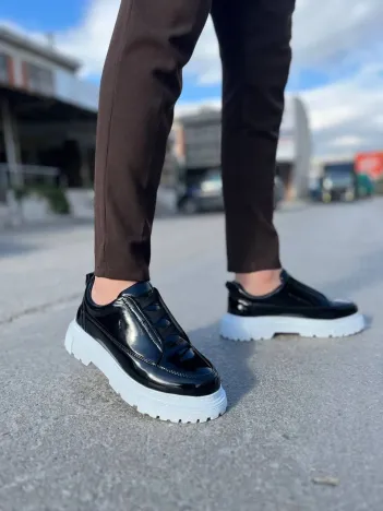 Kb-703 Kuback Siyah Rugan Lastikli Günlük Erkek Ayakkabı