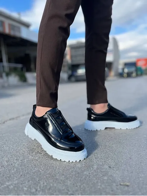 Kb-703 Kuback Siyah Rugan Lastikli Günlük Erkek Ayakkabı