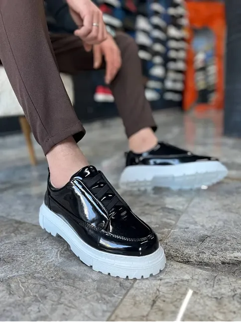 Kb-703 Kuback Siyah Rugan Lastikli Günlük Erkek Ayakkabı