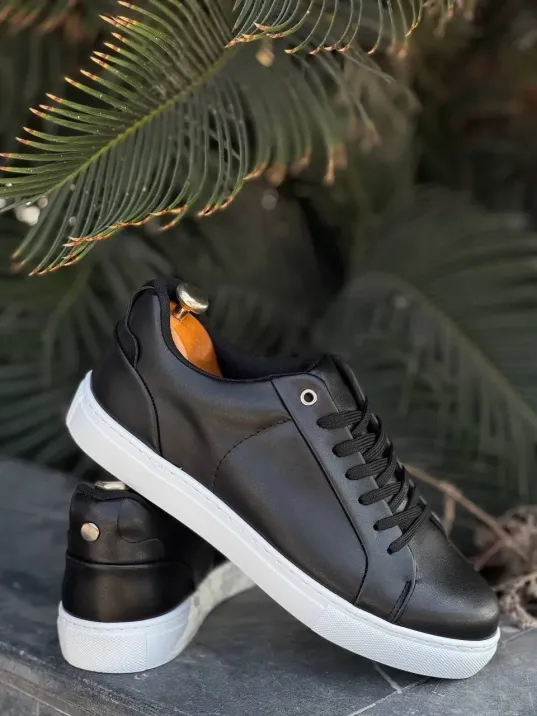 Kb-bx1 Kuback Siyah Cilt Yüksek Beyaz Taban Günlük Erkek Ayakkabı Kb-bx1 Kuback Siyah Cilt Yüksek Beyaz Taban Günlük Erkek Ayakkabı