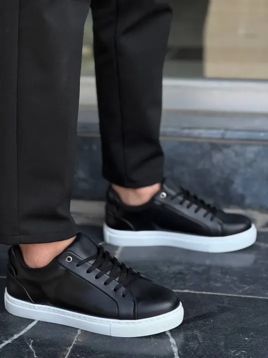Kb-bx1 Kuback Siyah Cilt Yüksek Beyaz Taban Günlük Erkek Ayakkabı Kb-bx1 Kuback Siyah Cilt Yüksek Beyaz Taban Günlük Erkek Ayakkabı