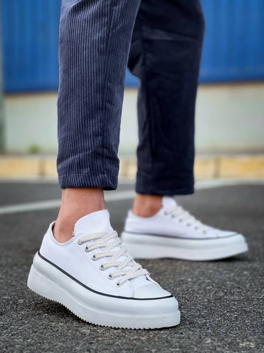 KB-CX-3 Kuback Kısa Beyaz Keten Beyaz Yüksek Taban Spor Ayakkabı KB-CX-3 Kuback Kısa Beyaz Keten Beyaz Yüksek Taban Spor Ayakkabı