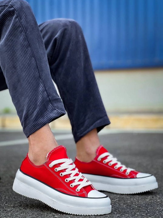 KB-CX-3 Kuback Kısa Kırmızı Keten Beyaz Yüksek Taban Spor Ayakkabı KB-CX-3 Kuback Kısa Kırmızı Keten Beyaz Yüksek Taban Spor Ayakkabı