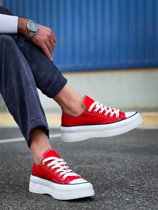 KB-CX-3 Kuback Kısa Kırmızı Keten Beyaz Yüksek Taban Spor Ayakkabı KB-CX-3 Kuback Kısa Kırmızı Keten Beyaz Yüksek Taban Spor Ayakkabı