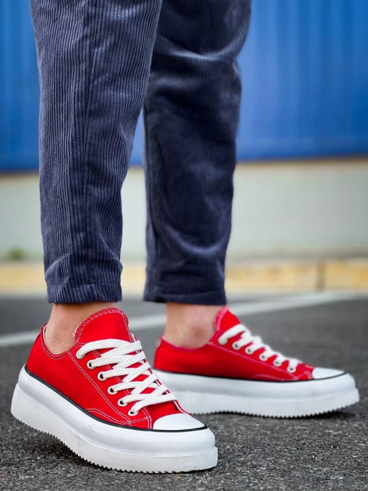 KB-CX-3 Kuback Kısa Kırmızı Keten Beyaz Yüksek Taban Spor Ayakkabı KB-CX-3 Kuback Kısa Kırmızı Keten Beyaz Yüksek Taban Spor Ayakkabı