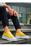 Kb-cx-3 Kuback Kısa Sarı Keten Beyaz Yüksek Taban Spor Ayakkabı