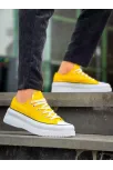 Kb-cx-3 Kuback Kısa Sarı Keten Beyaz Yüksek Taban Spor Ayakkabı