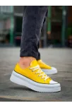 Kb-cx-3 Kuback Kısa Sarı Keten Beyaz Yüksek Taban Spor Ayakkabı