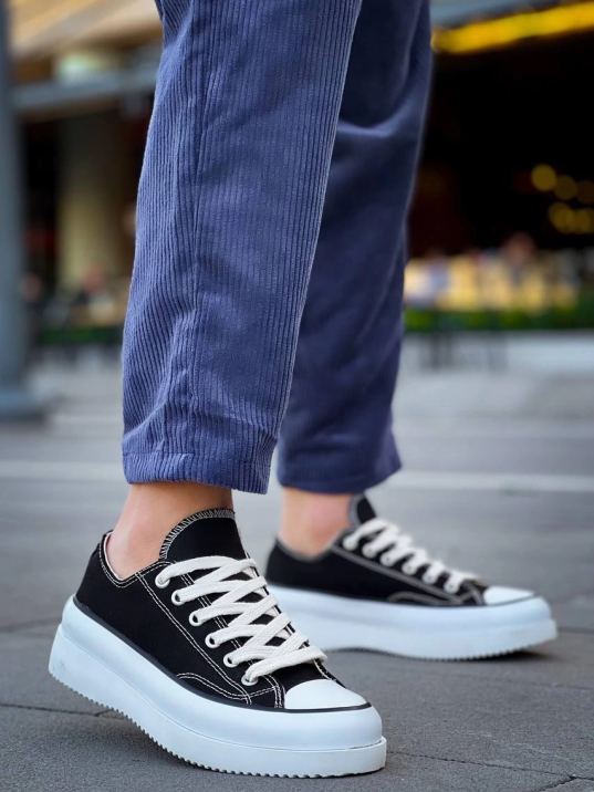 KB-CX-3 Kuback Kısa Siyah Keten Beyaz Yüksek Taban Spor Ayakkabı KB-CX-3 Kuback Kısa Siyah Keten Beyaz Yüksek Taban Spor Ayakkabı