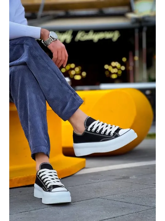 Kb-cx-3 Kuback Kısa Siyah Keten Beyaz Yüksek Taban Spor Ayakkabı Kb-cx-3 Kuback Kısa Siyah Keten Beyaz Yüksek Taban Spor Ayakkabı