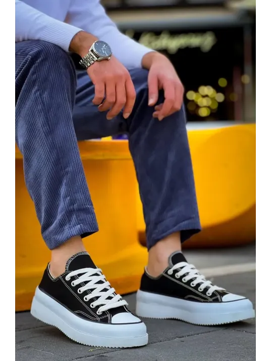 Kb-cx-3 Kuback Kısa Siyah Keten Beyaz Yüksek Taban Spor Ayakkabı Kb-cx-3 Kuback Kısa Siyah Keten Beyaz Yüksek Taban Spor Ayakkabı