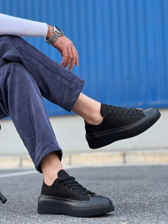 KB-CX-3 Kuback Kısa Siyah Keten Siyah Yüksek Taban Spor Ayakkabı KB-CX-3 Kuback Kısa Siyah Keten Siyah Yüksek Taban Spor Ayakkabı