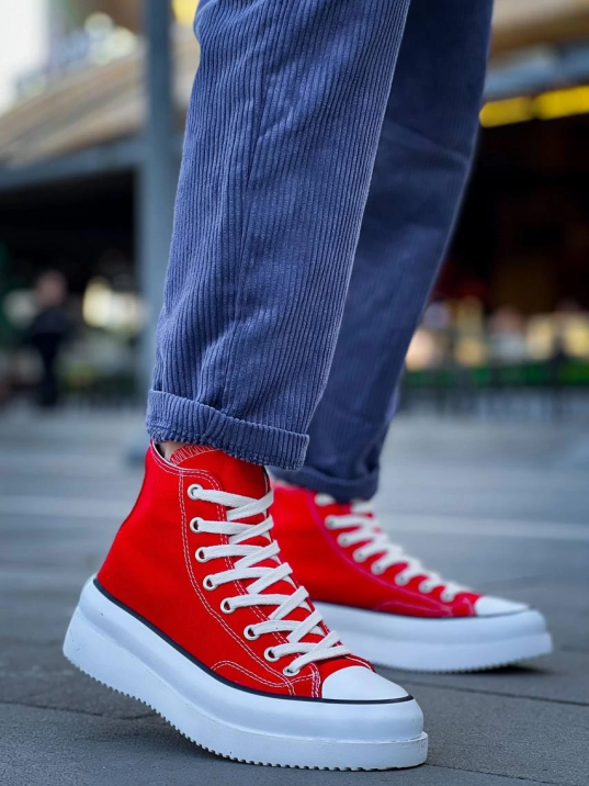 KB-CX-3 Kuback Uzun Kırmızı Keten Beyaz Yüksek Taban Spor Ayakkabı KB-CX-3 Kuback Uzun Kırmızı Keten Beyaz Yüksek Taban Spor Ayakkabı