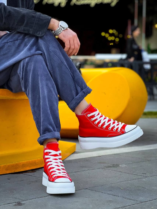 KB-CX-3 Kuback Uzun Kırmızı Keten Beyaz Yüksek Taban Spor Ayakkabı KB-CX-3 Kuback Uzun Kırmızı Keten Beyaz Yüksek Taban Spor Ayakkabı