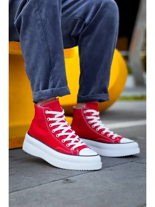 Kb-cx-3 Kuback Uzun Kırmızı Keten Beyaz Yüksek Taban Spor Ayakkabı Kb-cx-3 Kuback Uzun Kırmızı Keten Beyaz Yüksek Taban Spor Ayakkabı