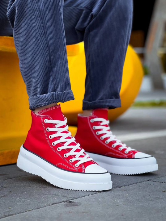 KB-CX-3 Kuback Uzun Kırmızı Keten Beyaz Yüksek Taban Spor Ayakkabı KB-CX-3 Kuback Uzun Kırmızı Keten Beyaz Yüksek Taban Spor Ayakkabı