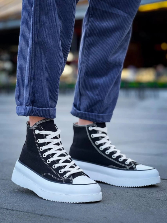 KB-CX-3 Kuback Uzun Siyah Keten Beyaz Yüksek Taban Spor Ayakkabı KB-CX-3 Kuback Uzun Siyah Keten Beyaz Yüksek Taban Spor Ayakkabı