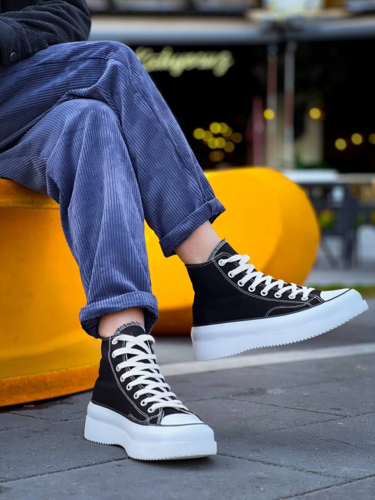 KB-CX-3 Kuback Uzun Siyah Keten Beyaz Yüksek Taban Spor Ayakkabı KB-CX-3 Kuback Uzun Siyah Keten Beyaz Yüksek Taban Spor Ayakkabı