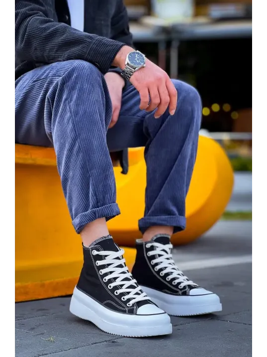 Kb-cx-3 Kuback Uzun Siyah Keten Beyaz Yüksek Taban Spor Ayakkabı Kb-cx-3 Kuback Uzun Siyah Keten Beyaz Yüksek Taban Spor Ayakkabı