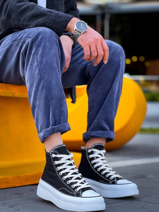 KB-CX-3 Kuback Uzun Siyah Keten Beyaz Yüksek Taban Spor Ayakkabı KB-CX-3 Kuback Uzun Siyah Keten Beyaz Yüksek Taban Spor Ayakkabı