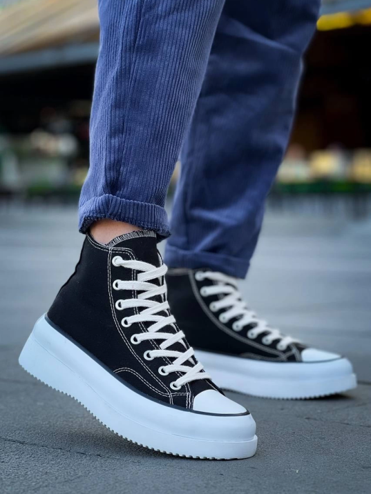 KB-CX-3 Kuback Uzun Siyah Keten Beyaz Yüksek Taban Spor Ayakkabı KB-CX-3 Kuback Uzun Siyah Keten Beyaz Yüksek Taban Spor Ayakkabı