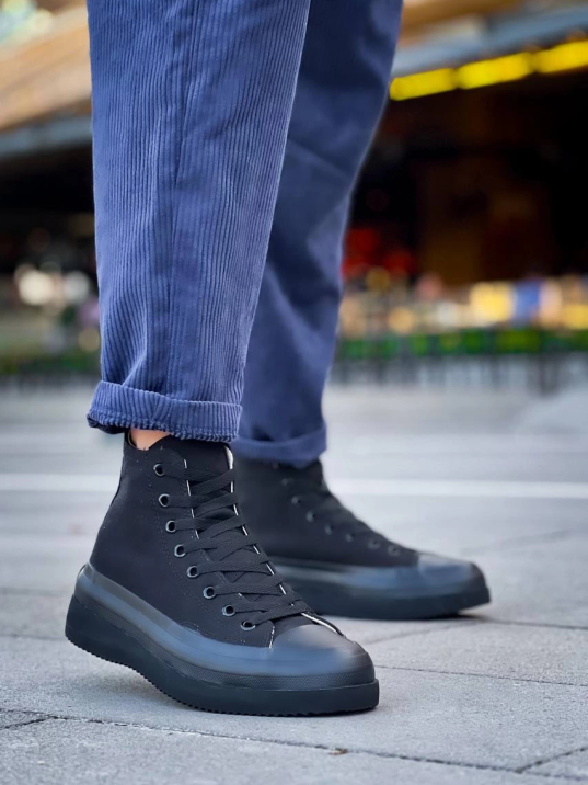 KB-CX-3 Kuback Uzun Siyah Keten Siyah Yüksek Taban Spor Ayakkabı KB-CX-3 Kuback Uzun Siyah Keten Siyah Yüksek Taban Spor Ayakkabı